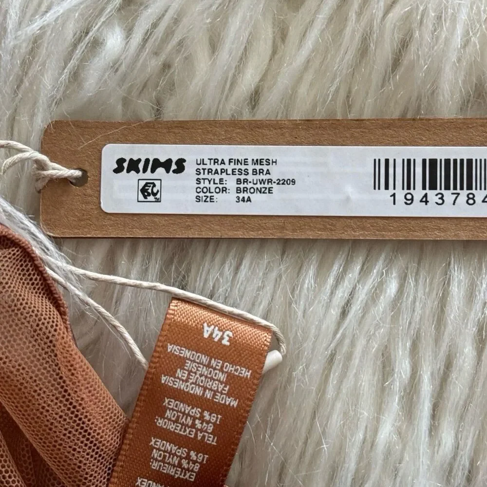 Skims Ultra Fine Mesh Strapless Bra Bronze Size 34A - Picture 7 of 7